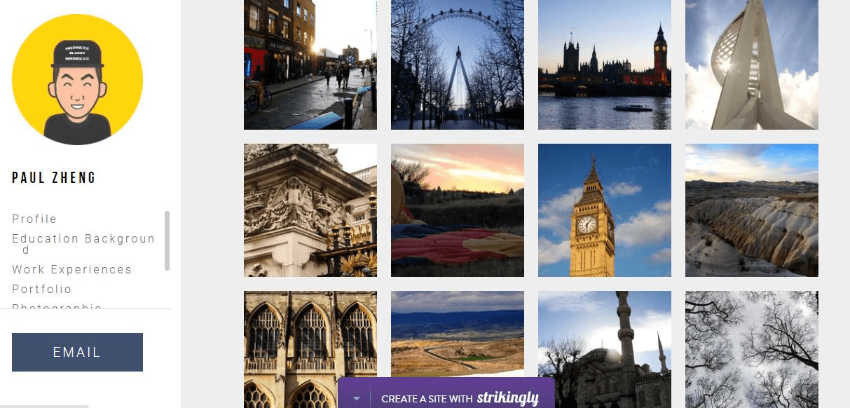 Strikinglyのユーザー作った撮影サイトの例 Strikinglyのユーザー作った撮影サイトの例